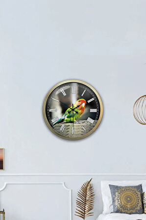 Hediyelik 40 Cm Eskitme Metal Kuşlu Duvar Saati