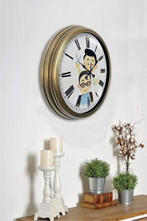 40 cm Eskitme Metal Berber Hediyelik Duvar Saati