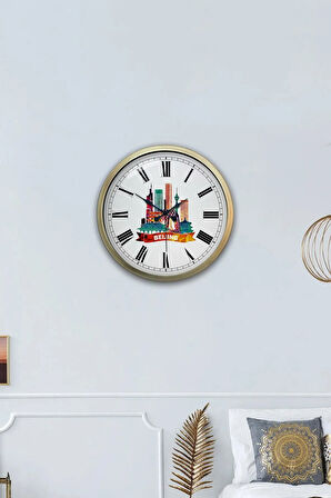 40 Cm Eskitme Metal Beijing Temalı Duvar Saati