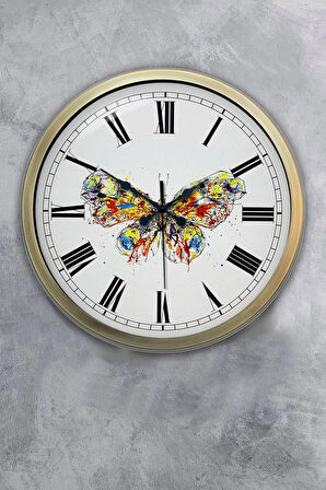 Hediyelik 40 Cm Eskitme Metal Kelebek Duvar Saati