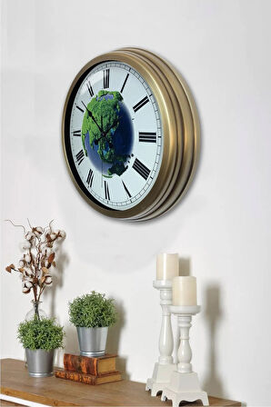 Hediyelik 40 Cm Eskitme Metal Doğal Duvar Saati