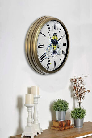 40 Cm Eskitme Metal Arı Hediyelik Duvar Saati