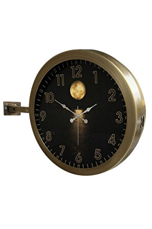 Hediyelik 36 cm Eskitme Metal Gece Istasyon Duvar Saati