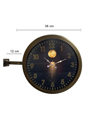 Hediyelik 36 cm Eskitme Metal Gece Istasyon Duvar Saati