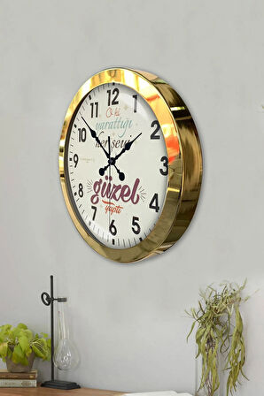 Hediyelik 36 Cm Gold Metal Hadisi Şerif Duvar Saati