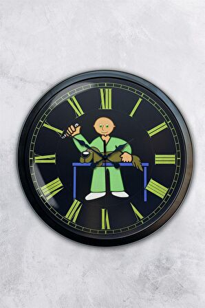 40 Cm Siyah Metal Veteriner Duvar Saati