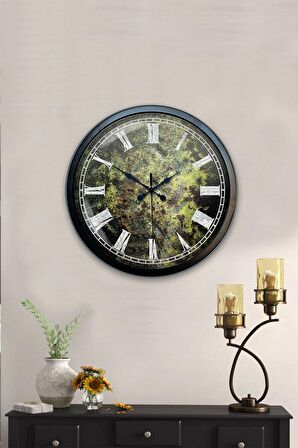 40 Cm Siyah Metal Zemin Duvar Saati