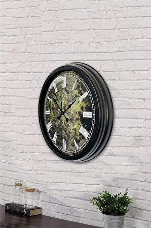 40 Cm Siyah Metal Zemin Duvar Saati