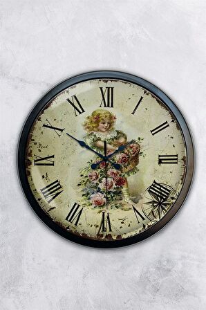 40 Cm Siyah Metal Zamani Duvar Saati