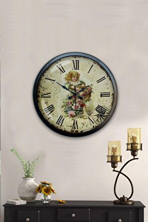 40 Cm Siyah Metal Zamani Duvar Saati