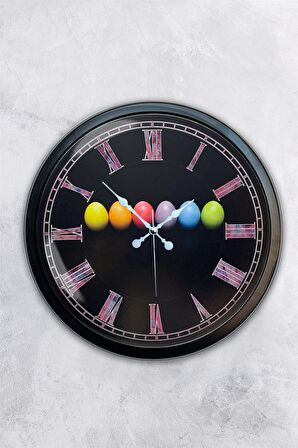 40 Cm Siyah Metal Yumurta Duvar Saati