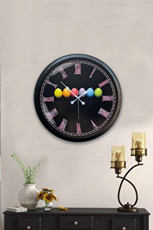 40 Cm Siyah Metal Yumurta Duvar Saati