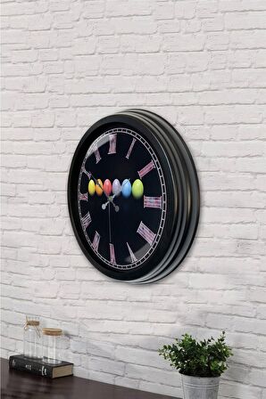 40 Cm Siyah Metal Yumurta Duvar Saati