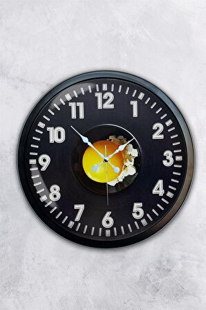 40 Cm Siyah Metal Yumurta Duvar Saati