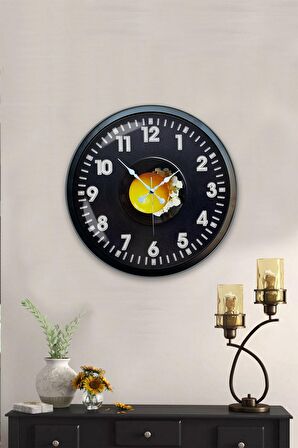 40 Cm Siyah Metal Yumurta Duvar Saati