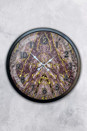 40 Cm Siyah Metal Yeni Mermer Duvar Saati