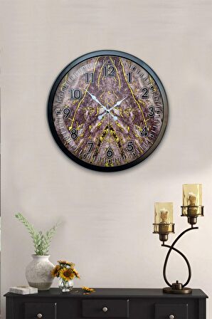 40 Cm Siyah Metal Yeni Mermer Duvar Saati