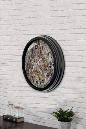 40 Cm Siyah Metal Yeni Mermer Duvar Saati