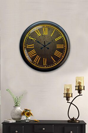 40 Cm Siyah Metal Yellow Duvar Saati