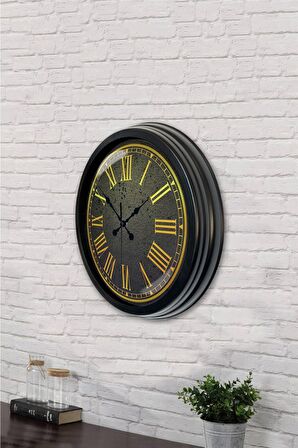 40 Cm Siyah Metal Yellow Duvar Saati