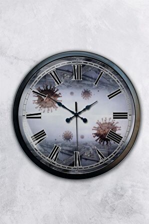 40 Cm Siyah Metal Yeni Dünya Duvar Saati