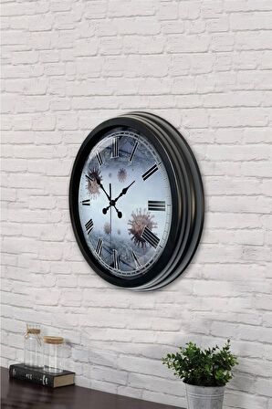 40 Cm Siyah Metal Yeni Dünya Duvar Saati