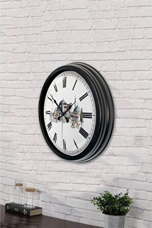 40 Cm Siyah Metal Yeni Cami Duvar Saati