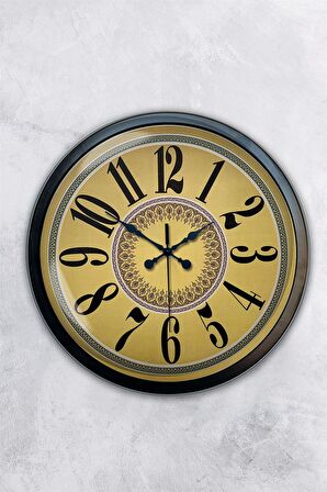 40 Cm Siyah Metal Yellow Duvar Saati