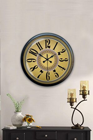 40 Cm Siyah Metal Yellow Duvar Saati