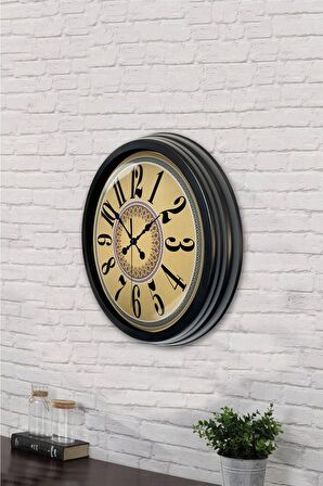 40 Cm Siyah Metal Yellow Duvar Saati