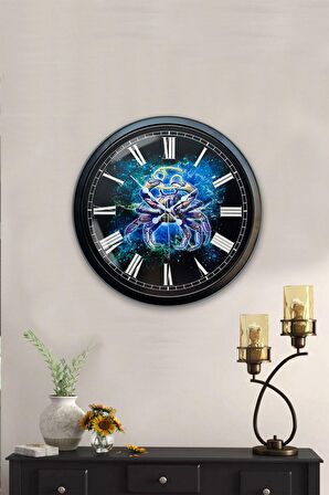 40 Cm Siyah Metal Yengeç Burcu Duvar Saati