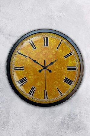 40 Cm Siyah Metal Yellow Duvar Saati