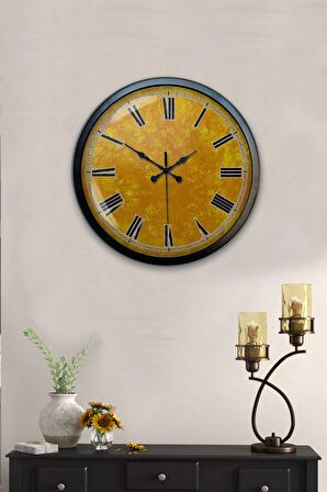 40 Cm Siyah Metal Yellow Duvar Saati