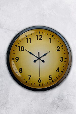 40 Cm Siyah Metal Yellow Duvar Saati