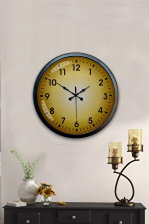 40 Cm Siyah Metal Yellow Duvar Saati