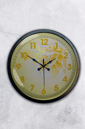 40 Cm Siyah Metal Yellow Duvar Saati