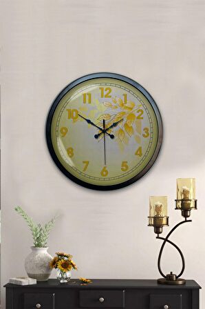 40 Cm Siyah Metal Yellow Duvar Saati