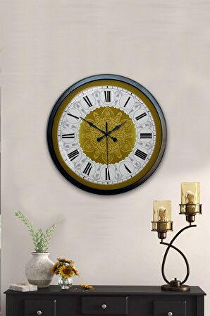 40 Cm Siyah Metal Yellow Duvar Saati