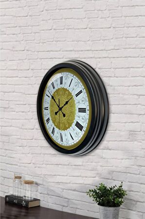 40 Cm Siyah Metal Yellow Duvar Saati