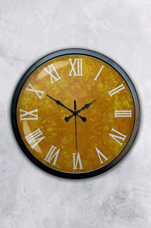 40 Cm Siyah Metal Yellow Duvar Saati