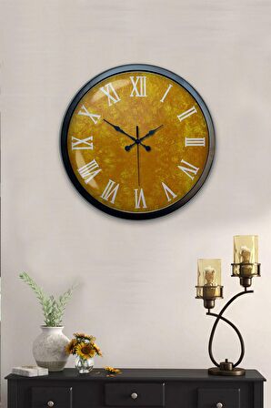 40 Cm Siyah Metal Yellow Duvar Saati