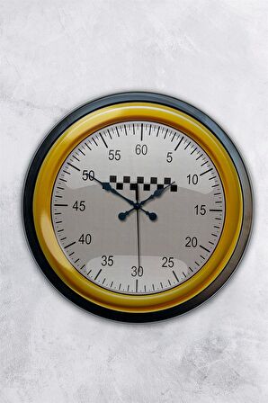 40 Cm Siyah Metal Yarış Duvar Saati