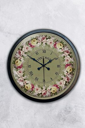 40 Cm Siyah Metal Vintage Duvar Saati