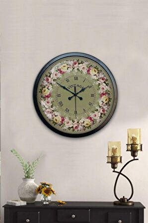 40 Cm Siyah Metal Vintage Duvar Saati
