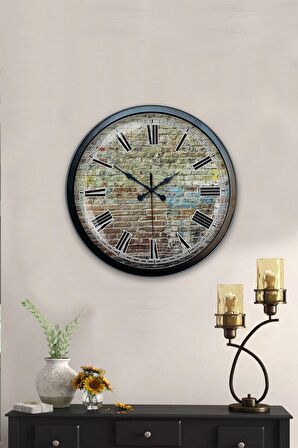 40 Cm Siyah Metal Vintage Duvar Saati
