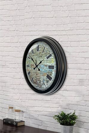 40 Cm Siyah Metal Vintage Duvar Saati