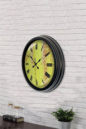 40 Cm Siyah Metal Vintage Design Duvar Saati
