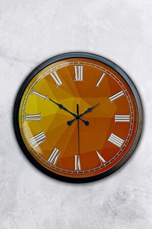 40 Cm Siyah Metal Turuncu Döşeme Duvar Saati