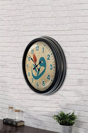 40 Cm Siyah Metal Vav Duvar Saati