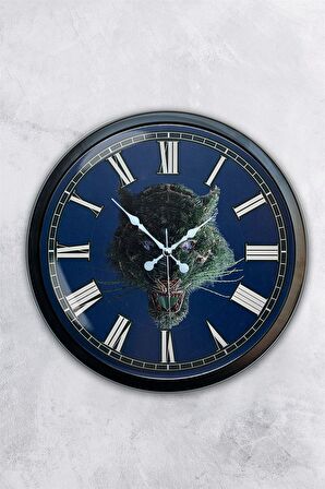 40 Cm Siyah Metal Vahşi Doğa Duvar Saati